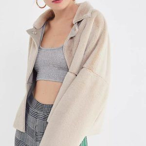 NWT, Urban Outfitters Felicity Reversible Faux Fur & Suede Jacket, Tan/Cream, M